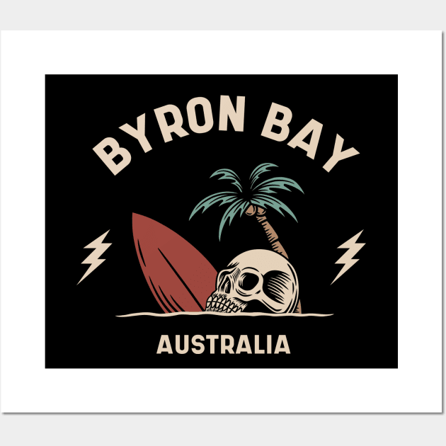 Vintage Surfing Byron Bay, Australia Wall Art by SLAG_Creative